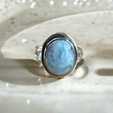 Caribbean Larimar Solid 925 Sterling Silver Ring 5