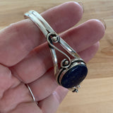 Blue Lapis Solid 925 Sterling Silver Cuff Bracelet