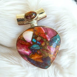 Kingman Pink Dahlia Solid 925 Sterling Silver Pendant