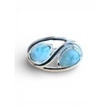 Caribbean Larimar Solid 925 Sterling Silver Ring 8