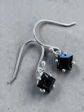 Faceted Black Onyx Solid 925 Sterling Silver Earrings