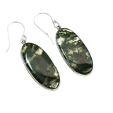 Moss Agate Solid 925 Sterling Silver Earrings