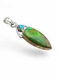 Kingman Green & Blue Turquoise Solid 925 Sterling Silver Pendant