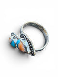 Kingman Turquoise & Spiny Oyster Solid 925 Sterling Silver Ring – Adjustable