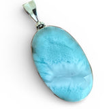 Caribbean Larimar Solid 925 Sterling Silver Pendant