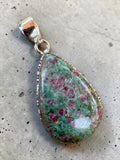 Ruby Fuchsite Silver Overlay Pendant