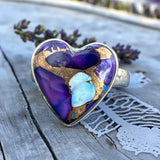 HEART Kingman Purple Dahlia Solid 925 Sterling Silver Ring 9