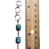 Kingman square Blue Copper Turquoise Solid 925 Sterling Silver Bracelet
