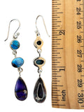 Kingman Purple & Blue Dahlia Solid 925 Sterling Silver Earrings