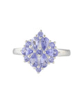 Tanzanite Solid 925 Sterling Silver cluster Ring 5