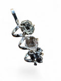 Meteorite, Herkimer Diamond & Pyrite Solid 925 Sterling Silver Pendant