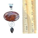 Crazy Lace Agate & Garnet Solid 925 Sterling Silver Pendant