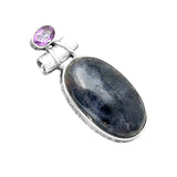 Sunstone Iolite & Amethyst Solid 925 Sterling Silver Pendant