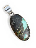 Black Jack Turquoise Solid 925 Sterling Silver Pendant