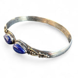 Blue Lapis Solid 925 Sterling Silver Bangle Bracelet