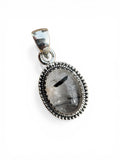 Black Rutilated Quartz Solid 925 Sterling Silver Pendant