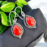 Carnelian Solid 925 Sterling Silver Earrings