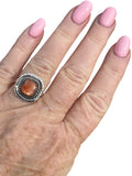 Sunstone Solid 925 Sterling Silver Ring 7
