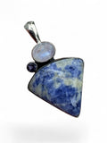 Sodalite, Moonstone & Iolite Solid 925 Sterling Silver Pendant