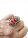 Kingman Pink Dahlia Turquoise Solid 925 Sterling Silver Ring 6