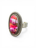 Kingman Pink Dahlia Turquoise Solid 925 Sterling Silver Ring 8