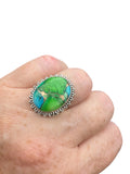 Kingman Peacock Dahlia Solid 925 Sterling Silver Ring 7