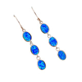 Blue Fire Opal Solid 925 Sterling Silver Earrings