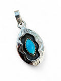 Kingman Turquoise Shadow Box Solid 925 Sterling Silver Pendant