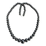 Black Agate Graduated Beaded Necklace – 18” Natural Green Gemstone Jewelry, Handcrafted