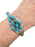Kingman Turquoise Solid 925 Sterling Silver Cuff Bracelet