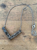 Black Rutilated Quartz V Solid 925 Sterling Silver Necklace