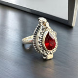 Garnet Poison Solid 925 Sterling Silver Ring 7