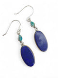Blue Lapis & Turquoise Solid 925 Sterling Silver Earrings