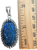 Carved Labradorite Solid 925 Sterling Silver Pendant