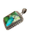 Kingman Peacock Dahlia Solid 925 Sterling Silver Pendant