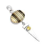 Prairie Agate & Citrine Solid 925 Sterling Silver Pendant