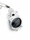 Botswana Agate & Amethyst Solid 925 Sterling Silver Pendant on 20 inch chain necklace