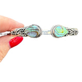 Abalone Solid 925 Sterling Silver Bangle Bracelet
