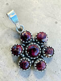 Kingman Red Rose Dahlia flower Solid 925 Sterling Silver Pendant