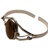 Tigers Eye Solid 925 Sterling Silver Cuff Bracelet