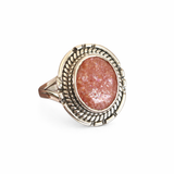 Faceted Sunstone Solid 925 Sterling Silver Ring 8.5