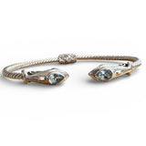 Bali Blue Topaz Solid 925 Sterling Silver Cuff Bracelet