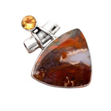 Cady Mountain Agate & Citrine Solid 925 Sterling Silver Pendant