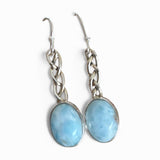 Caribbean Larimar Solid 925 Sterling Silver Earrings