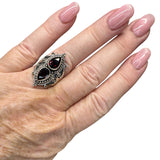 Garnet Solid 925 Sterling Silver Ring 7.5