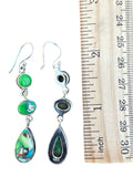 Kingman Peacock Dahlia Solid 925 Sterling Silver Earrings