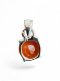 Faceted Carnelian Solid 925 Sterling Silver Pendant