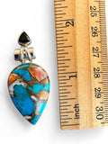 Kingman Turquoise & Spiny Oyster Solid 925 Sterling Silver Pendant