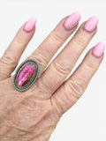 Kingman Pink Dahlia Turquoise Solid 925 Sterling Silver Ring 6