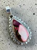 Kingman Red Rose Dahlia Solid 925 Sterling Silver Pendant